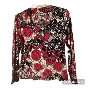 CHICO’S Travelers long sleeve shirt beautiful scoop neck - great colors - size 1